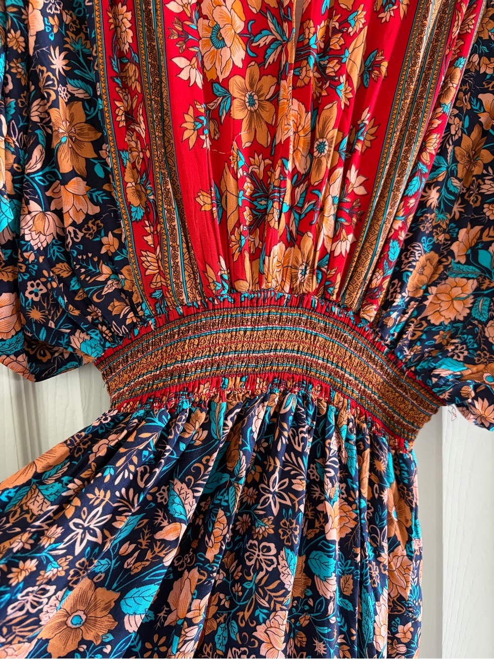 Baltic Born Navy Multi Floral V-Neck Midi Dress - Picture 5 of 6